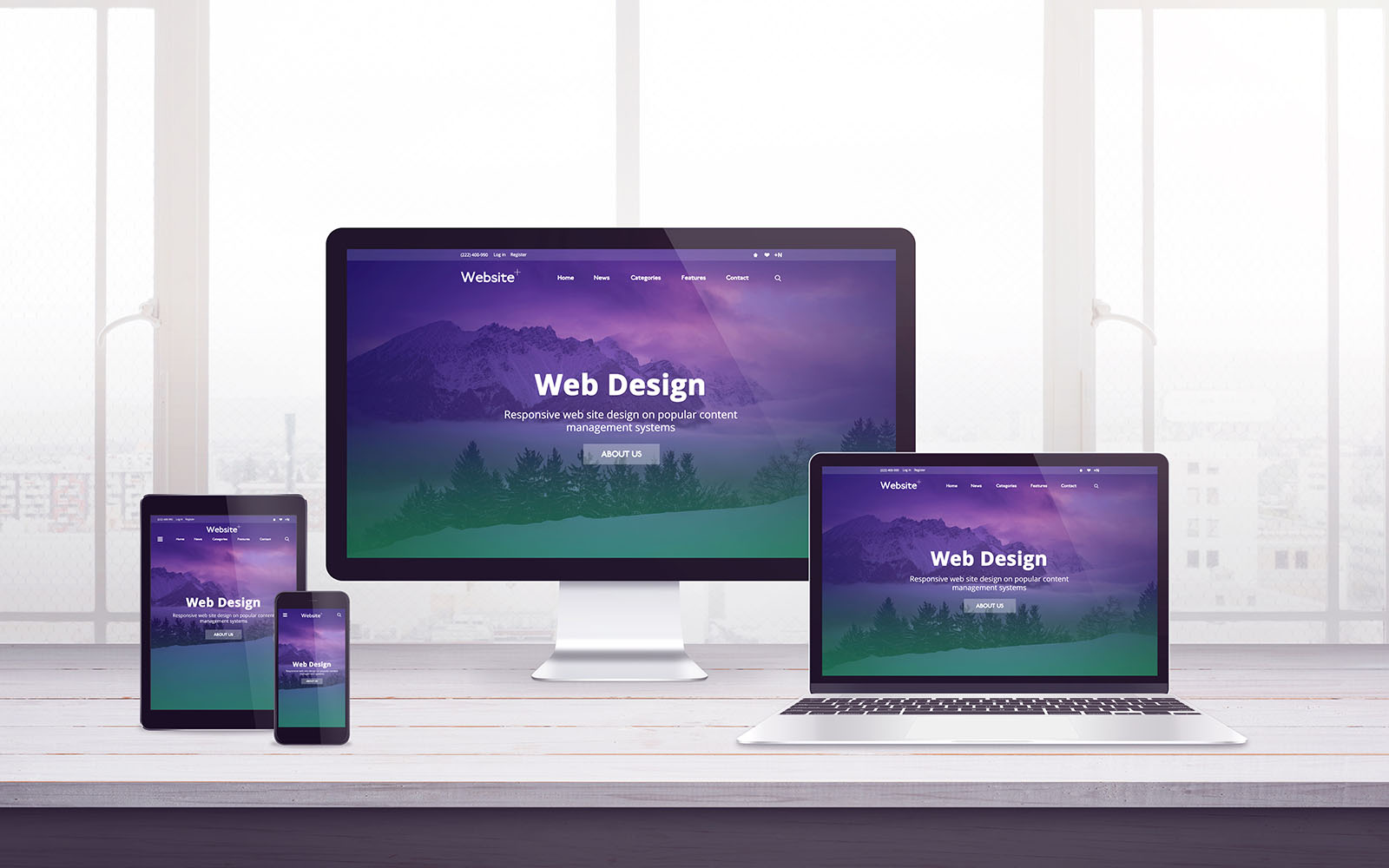 Responsive website design shown across desktop, laptop, tablet and mobile screens for a Knoxville, Tennessee business