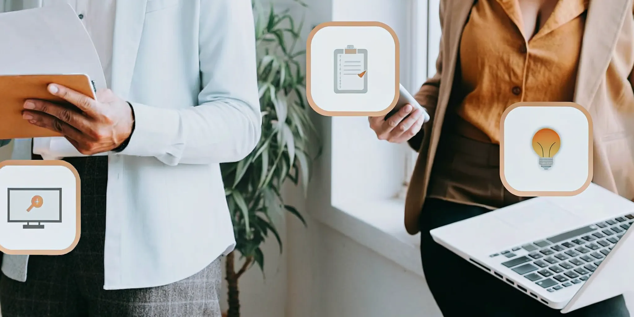 Professionals comparing options on a laptop to borrow money without a credit check.