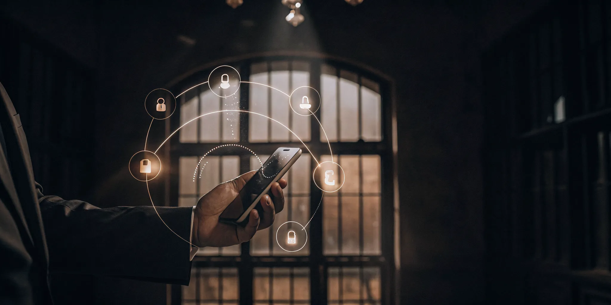 A smartphone displaying security icons for Open Banking with Canadian banks.