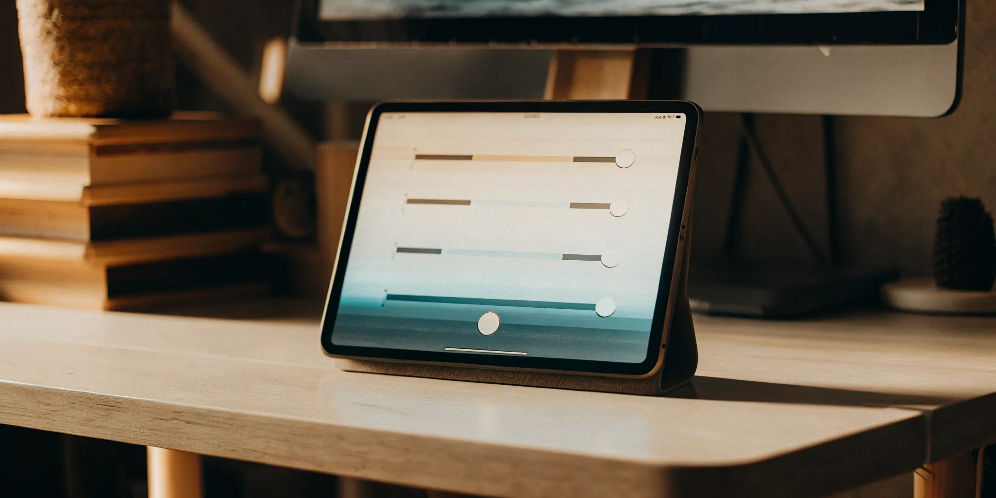 Using a personal loan calculator on a tablet to estimate monthly payments.