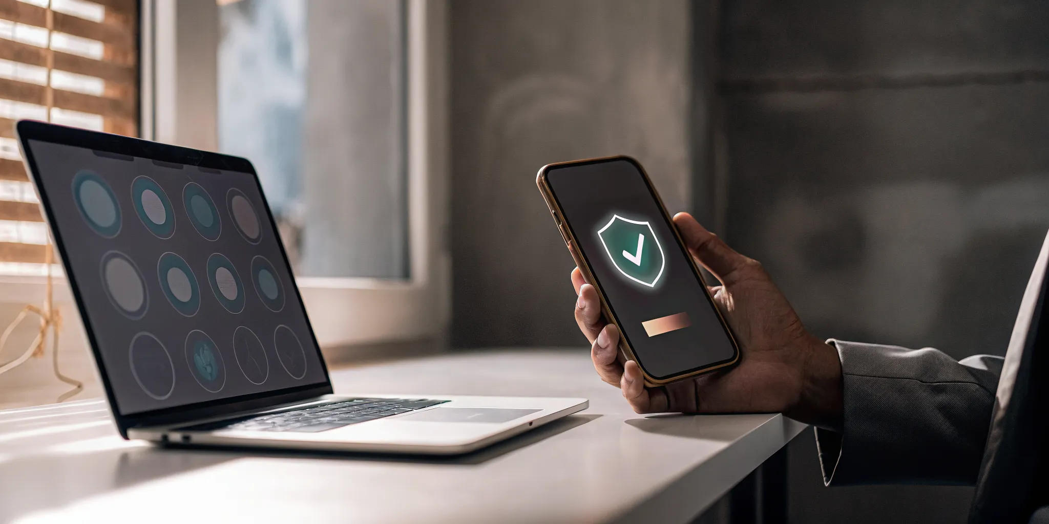 A person getting a loan online instantly with a security checkmark on their smartphone.