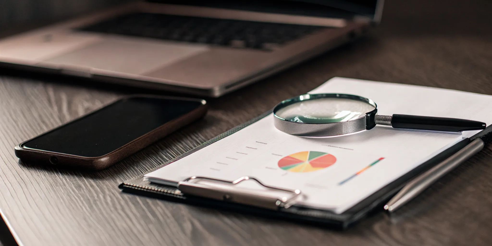 Magnifying glass over a credit report for a Loans Canada credit check.