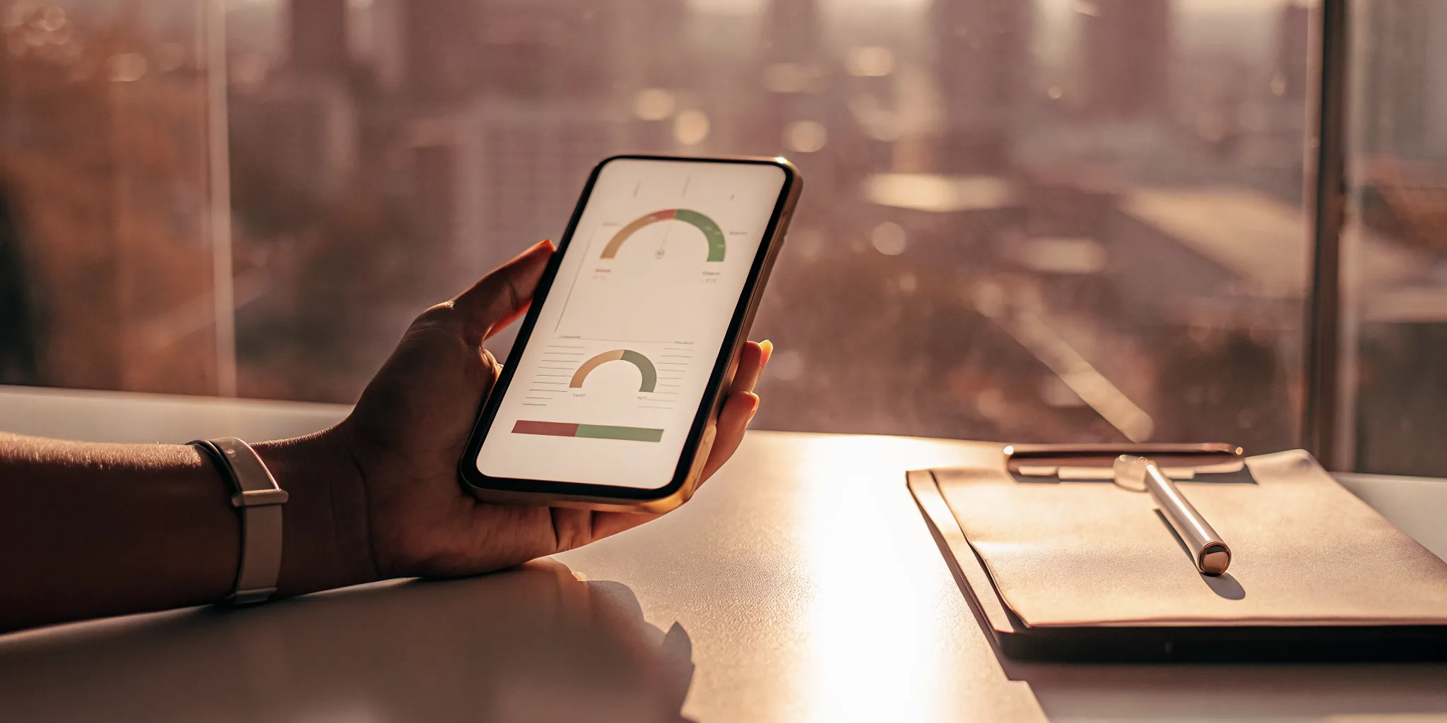 A person holding a smartphone showing an instant loan approved without a credit check.