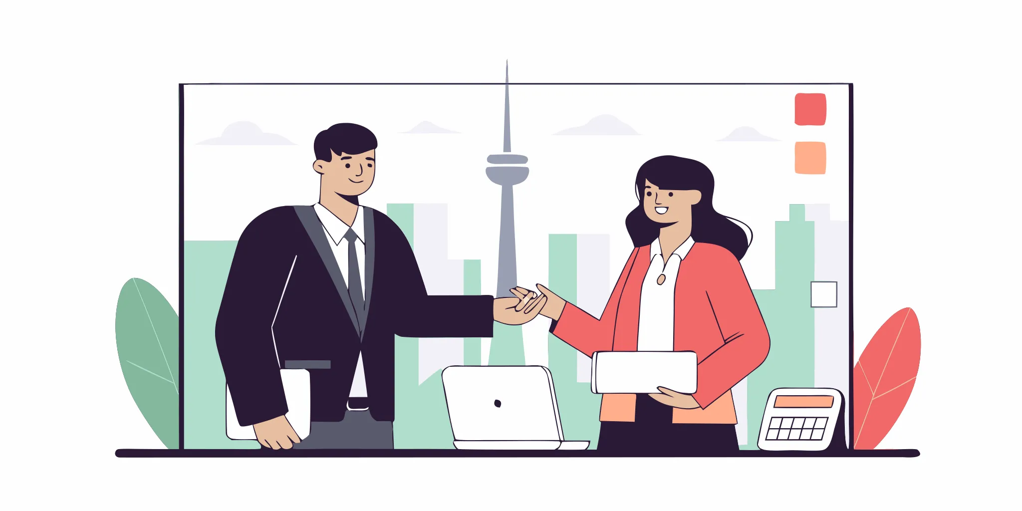 Two people shake hands to finalize a bad credit loan in Canada.