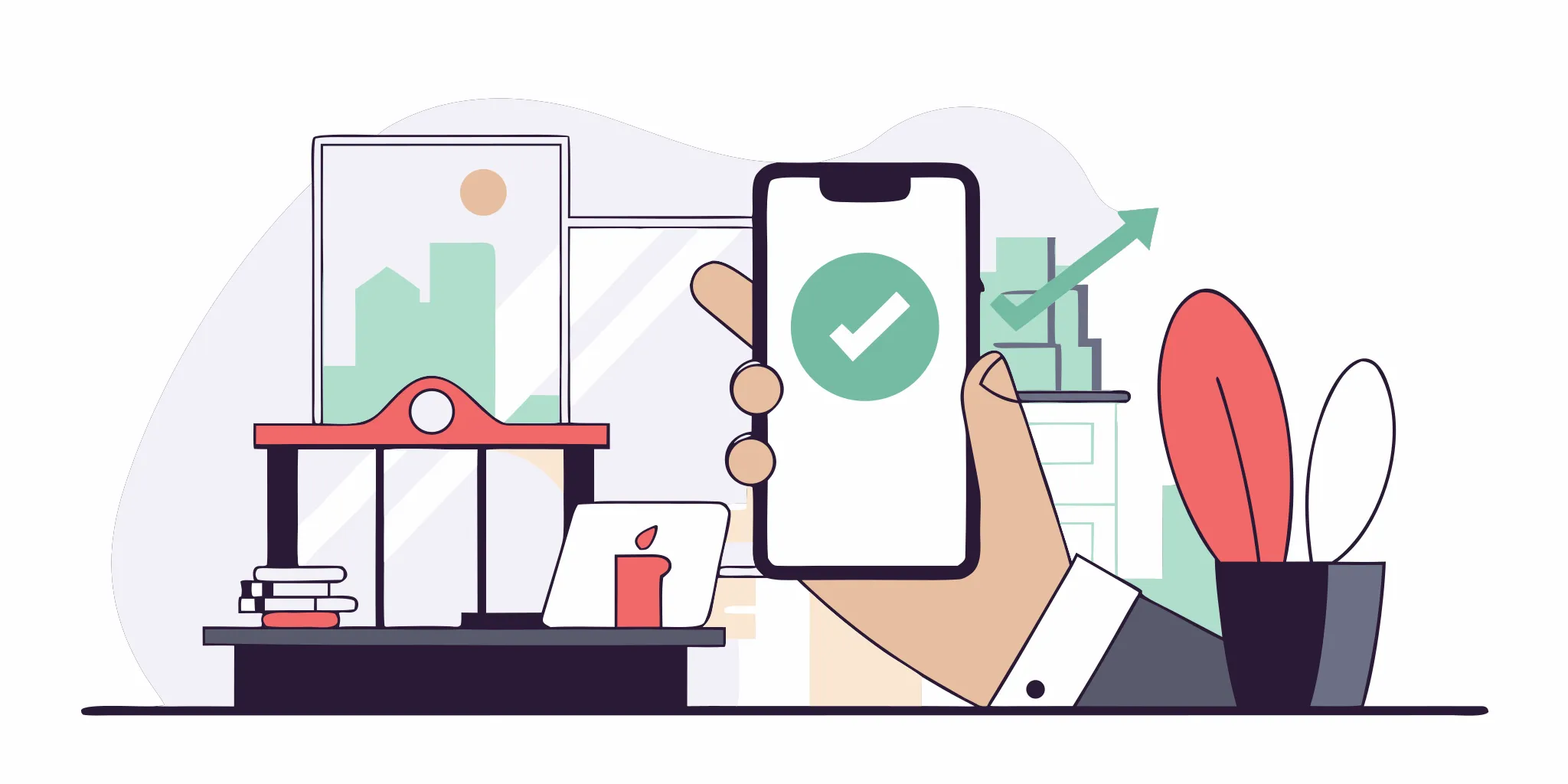 A hand holds a smartphone with instant online approval for an emergency payday loan.