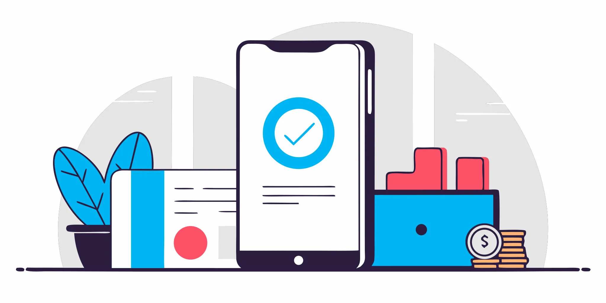 A smartphone with a checkmark confirming a fast $500 online loan in Canada.
