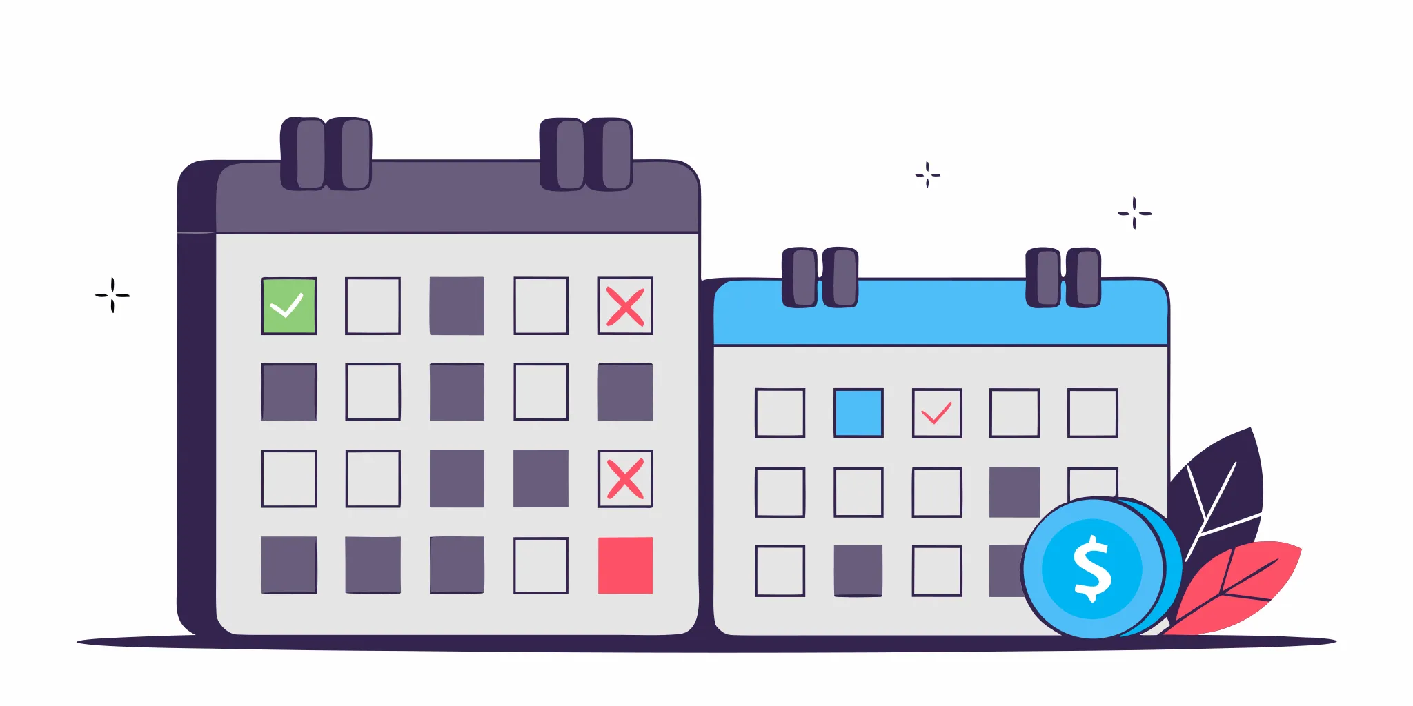 Calendar illustration comparing 60-day and 90-day loan repayment schedules with Canadian dollars