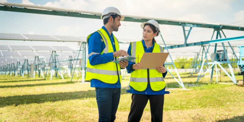 Solar Panel Technicians Planning Maintenance after securing bizcap funding