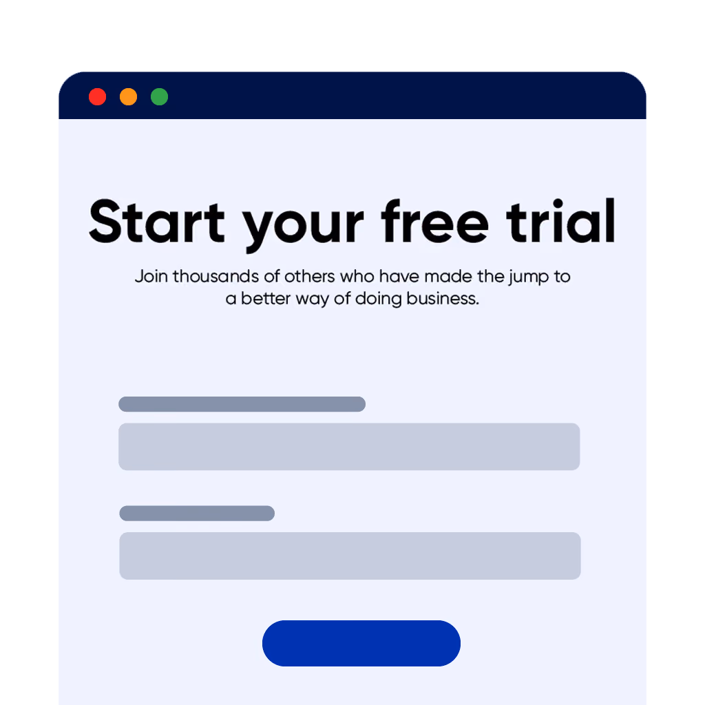 Free Trial signup screen