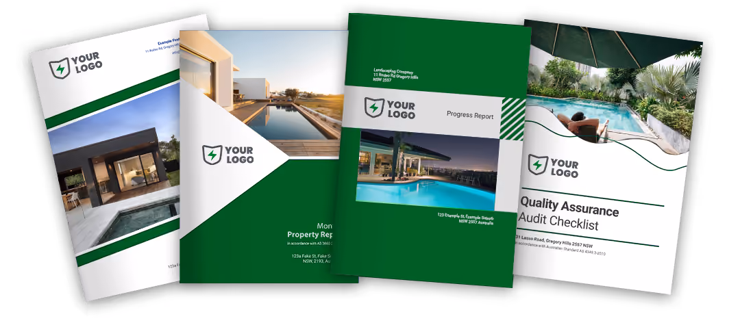 A set of professional looking Landscaping reports created by the Landscapers App