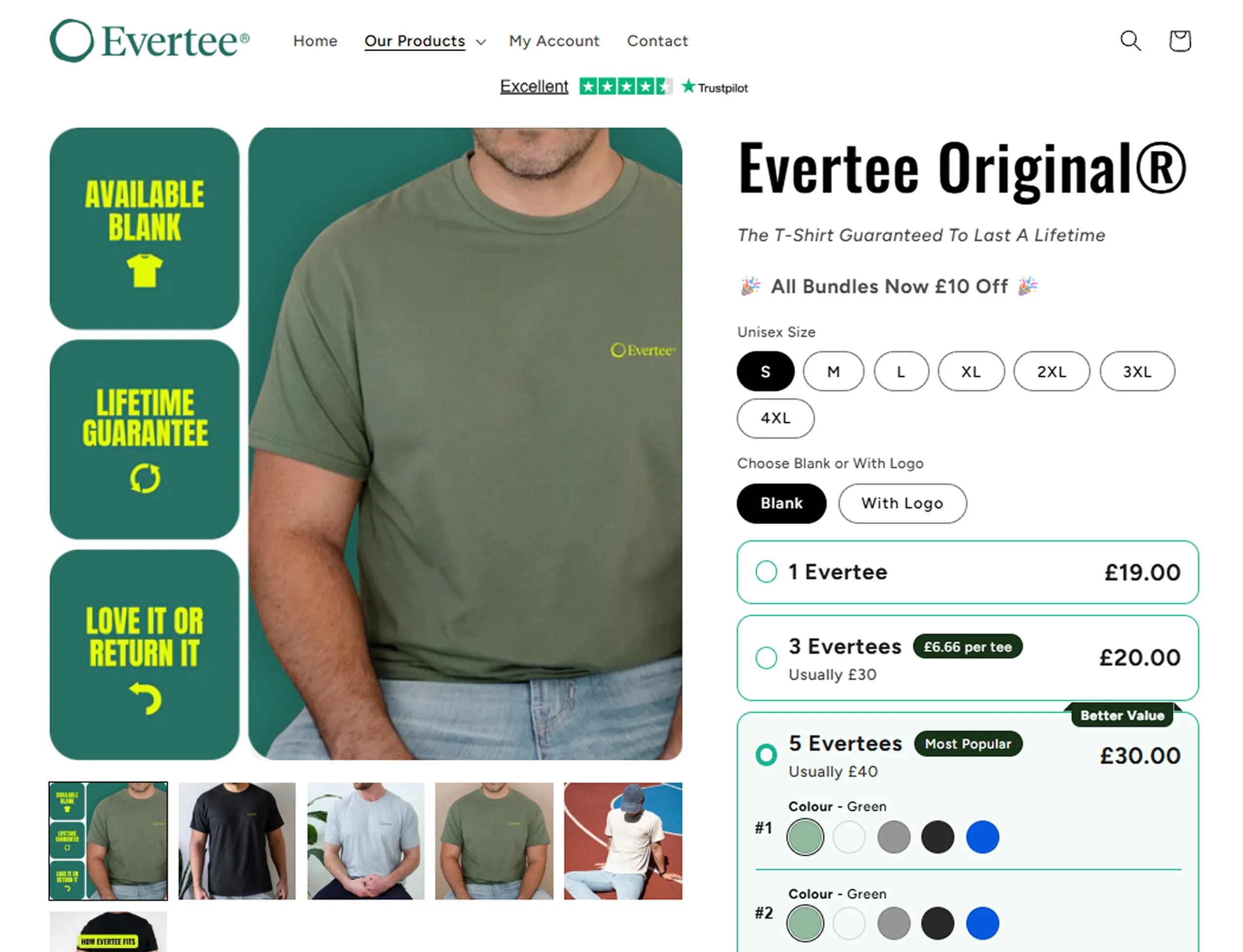 Evertee quantity breaks bundle on a Shopify product page