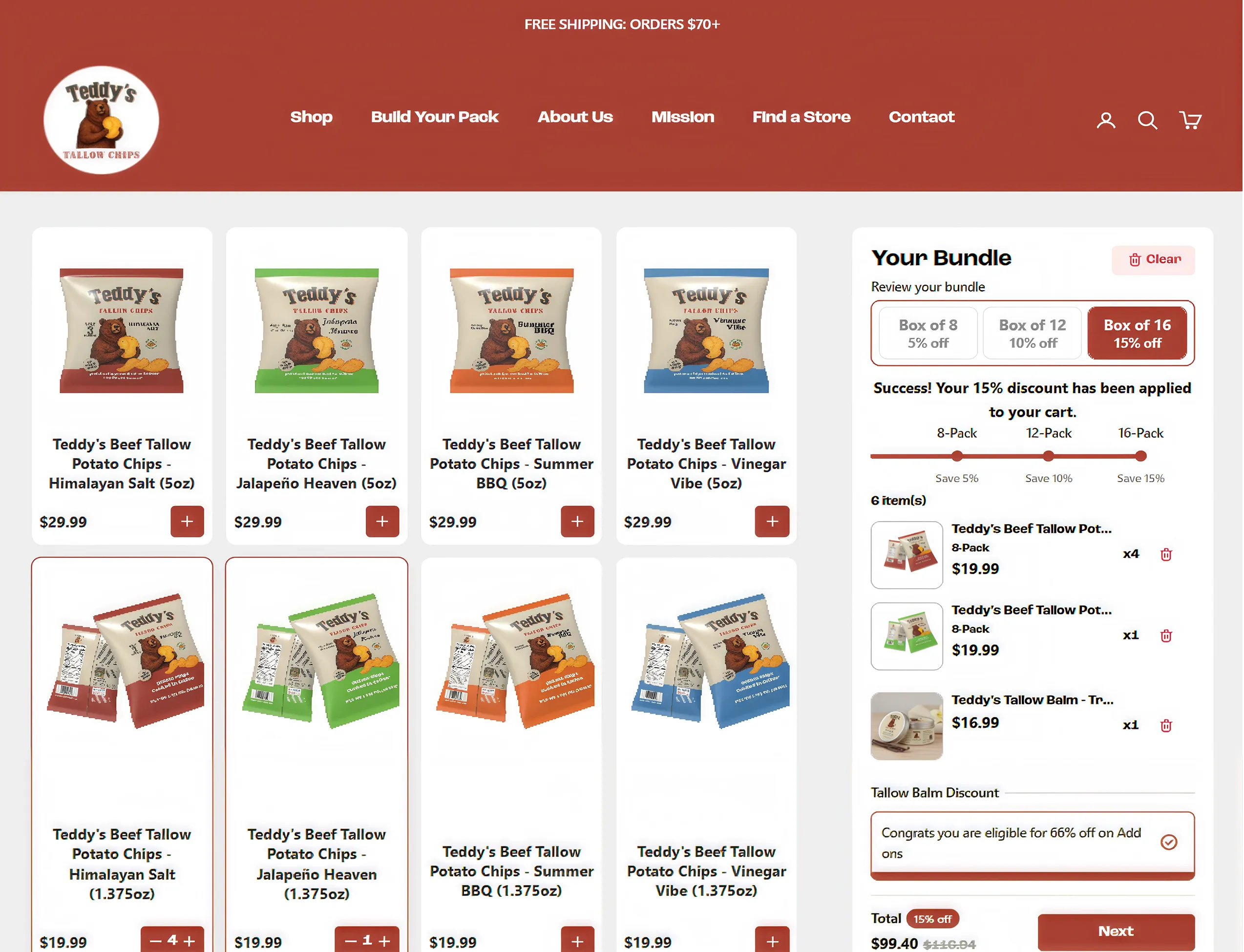 Teddy's Tallow free gift and add-on bundle built with Easy Bundle Builder
