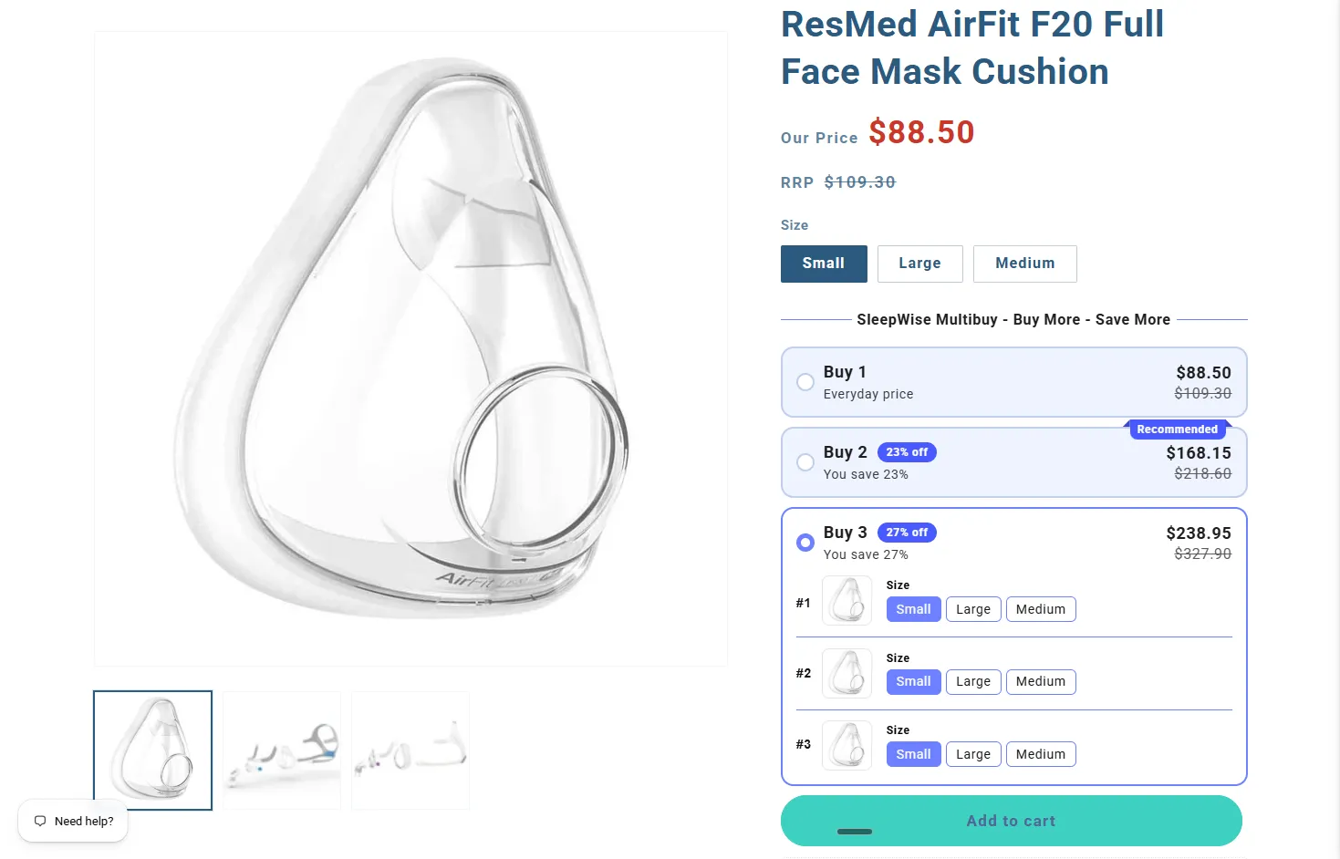 The Sleep Spot's buy-more-save-more quantity break offer on Shopify