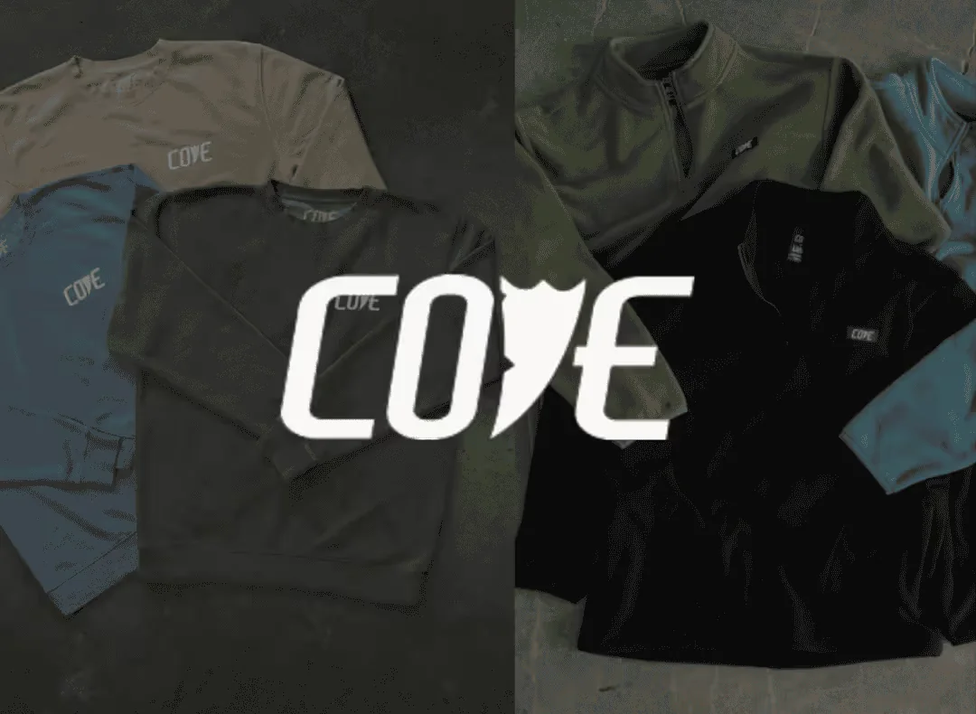 Cove sweatshirts and jackets laid flat