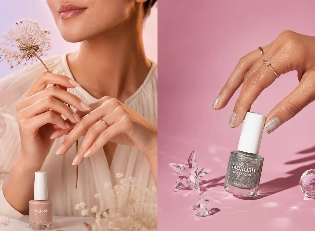 Nail polish bottles from a nail care brand