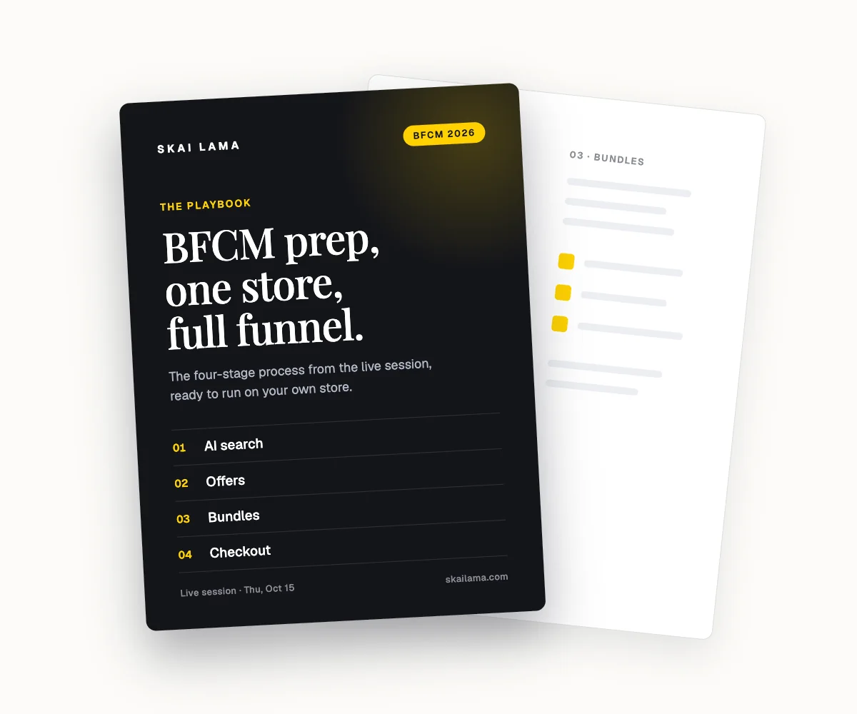 Cover of the BFCM prep playbook: one store, full funnel, in four stages