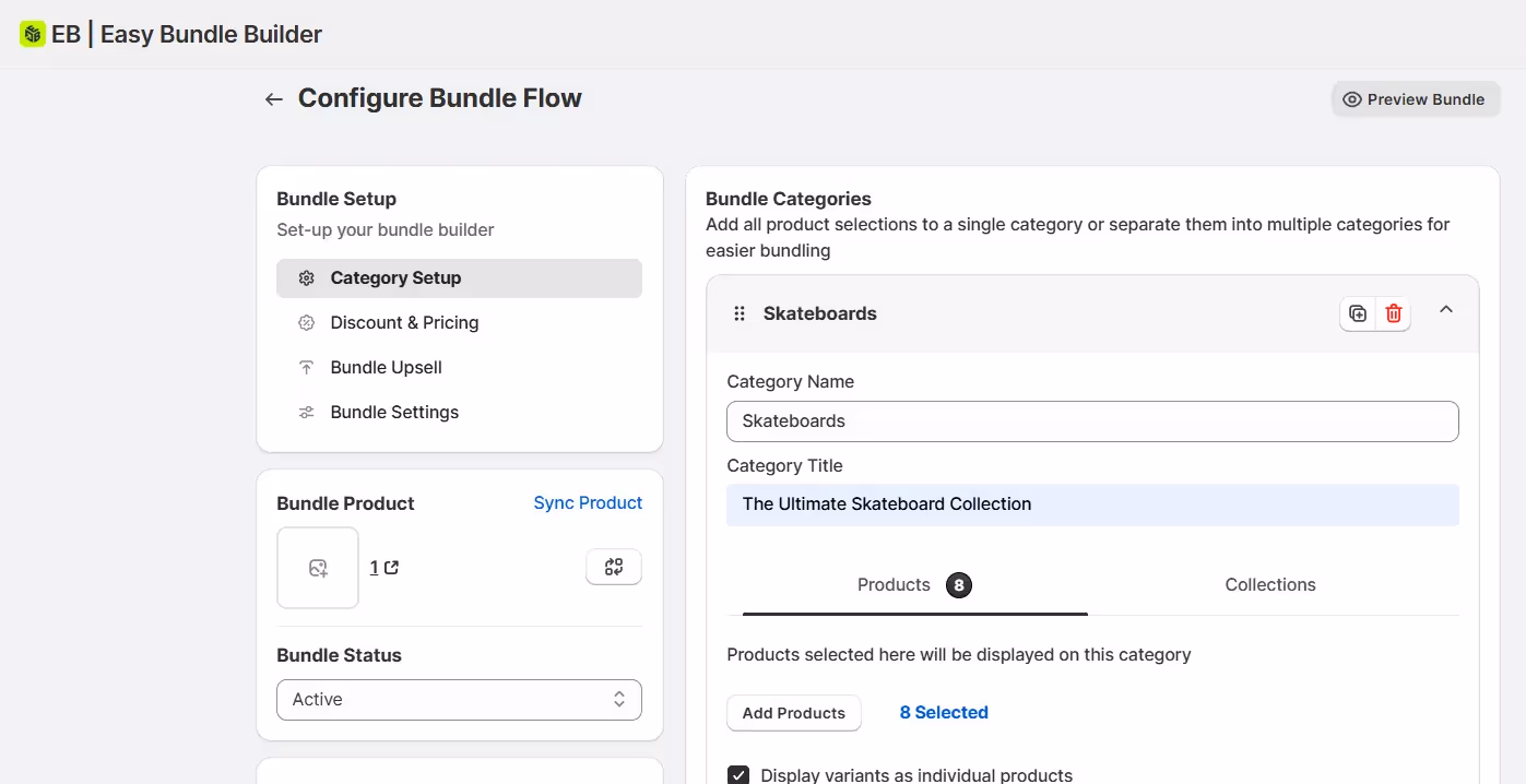 Easy Bundle Builder Category Setup