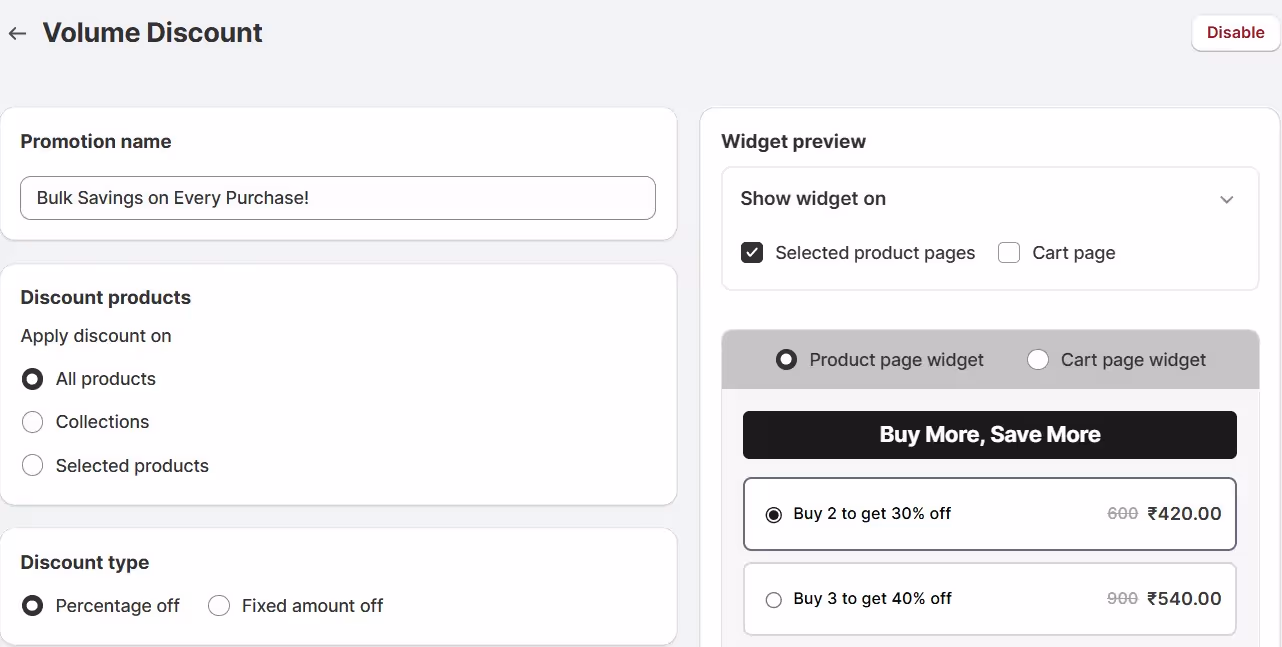 Volume Discount in Kite
