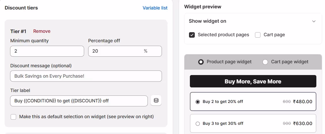 Discount Tiers in Kite