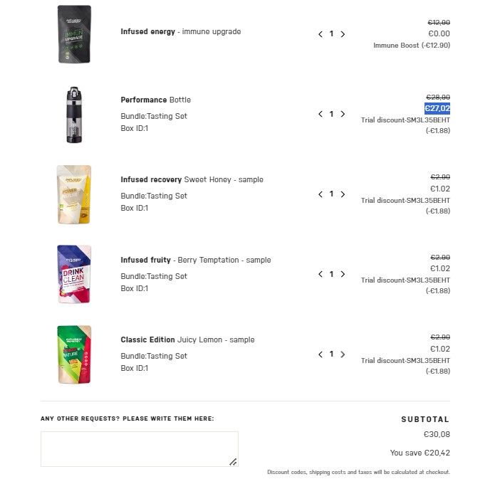  A mix-and-match bundle from Infused Energy made using Easy Bundles, showcasing the discounts on products on purchasing this bundle.