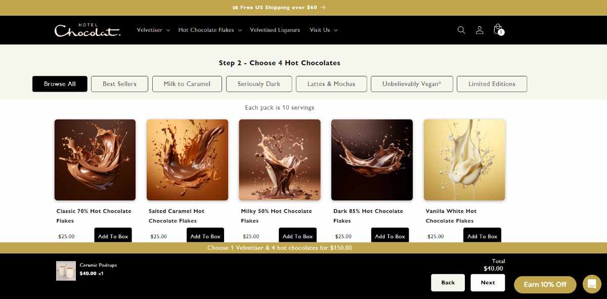 A BFCM build your own bundle of HOTEL Chocolat made using Easy Bundles, encouraging customers to build their own chocolate box.