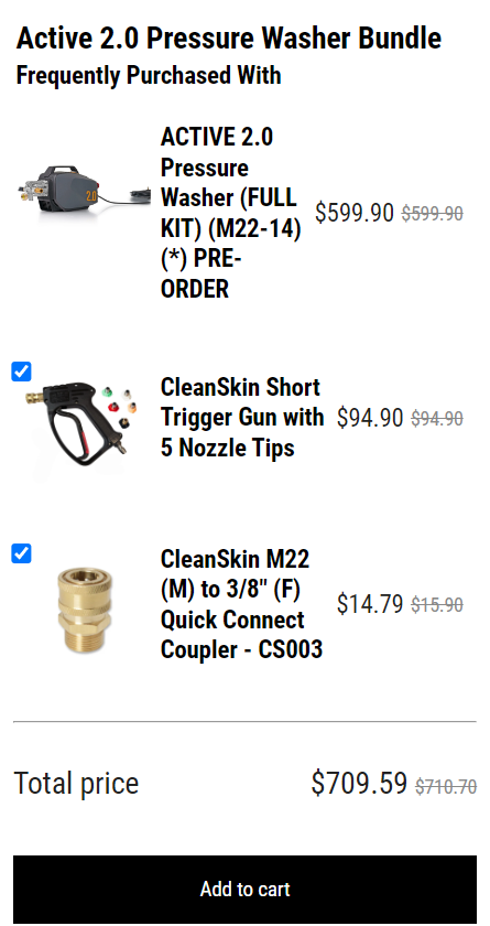 A Frequently Bought Bundle of The Detail Store made using Fly, encouraging customers to purchase additional complementary products.
