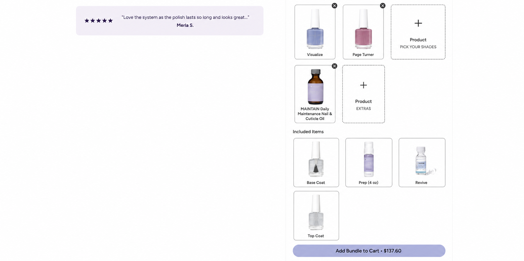 An image showing the customizable product slots and the fixed product slots made using Easy Bundle Builder