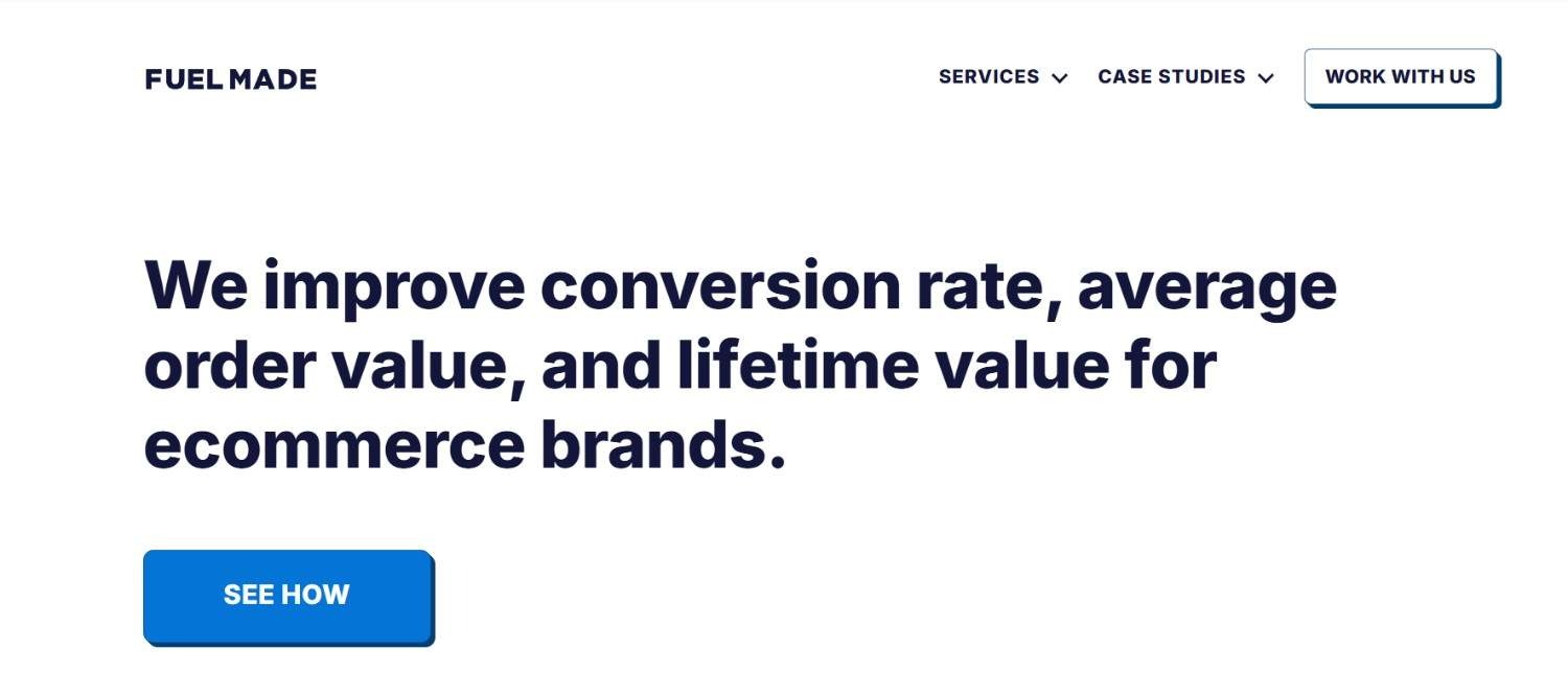 A screenshot of the Fuel Made website homepage.
