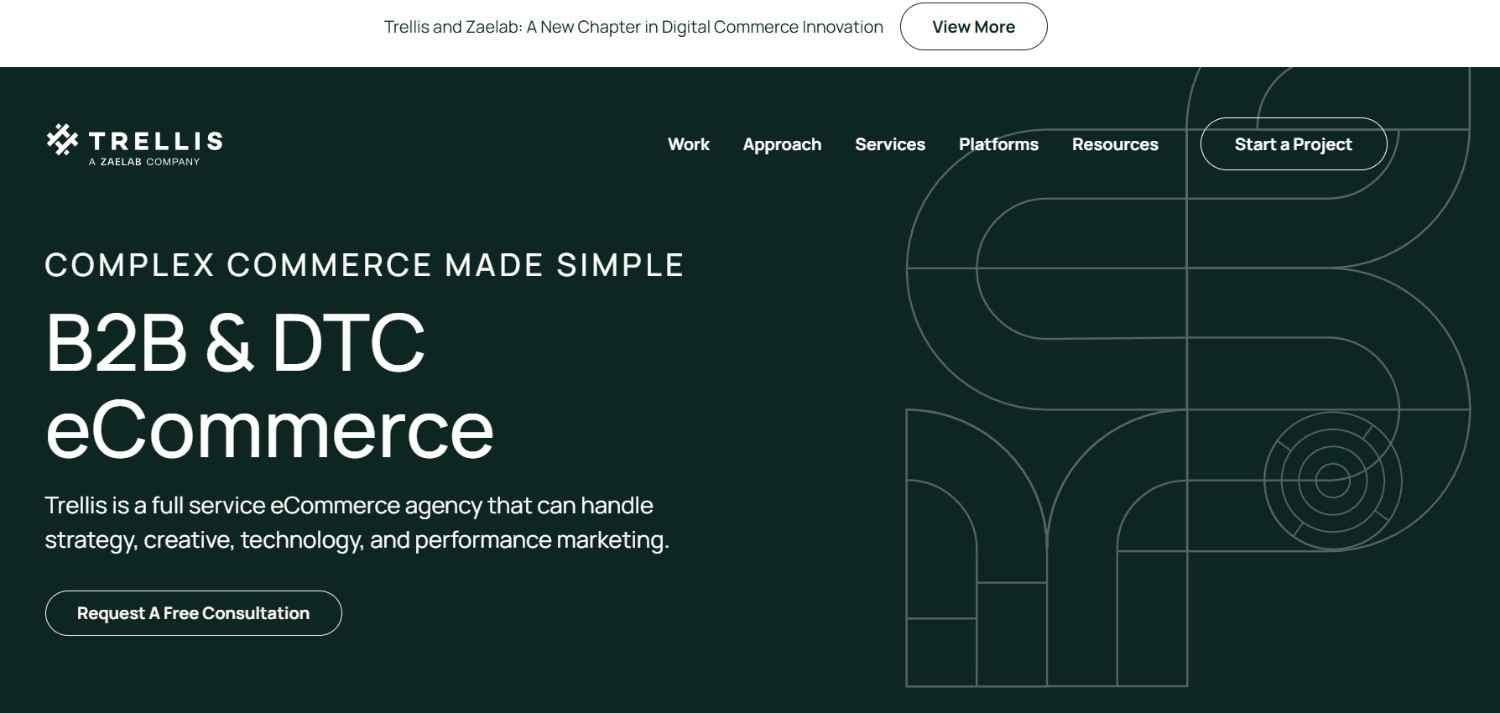 A screenshot of the Trellis website homepage