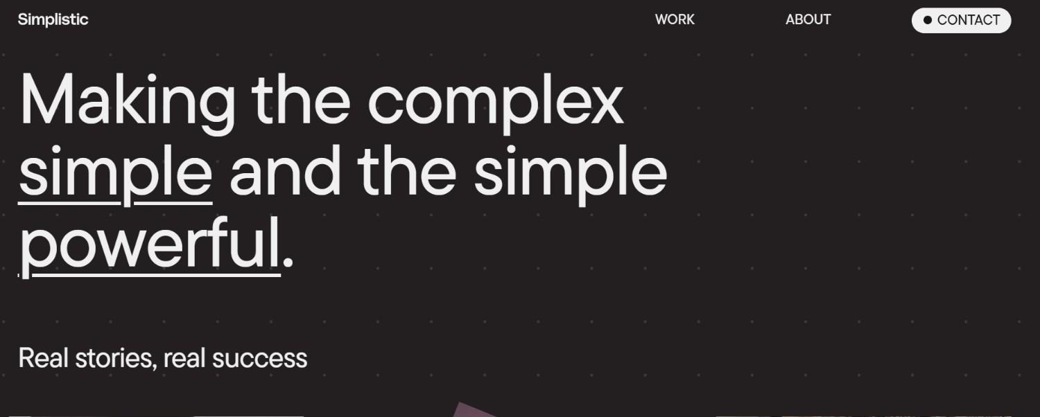 A screenshot of the Simplistic website homepage.