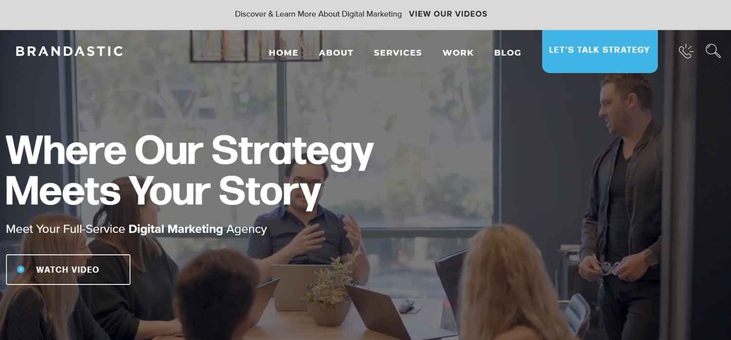 A screenshot of the Brandastic website homepage.