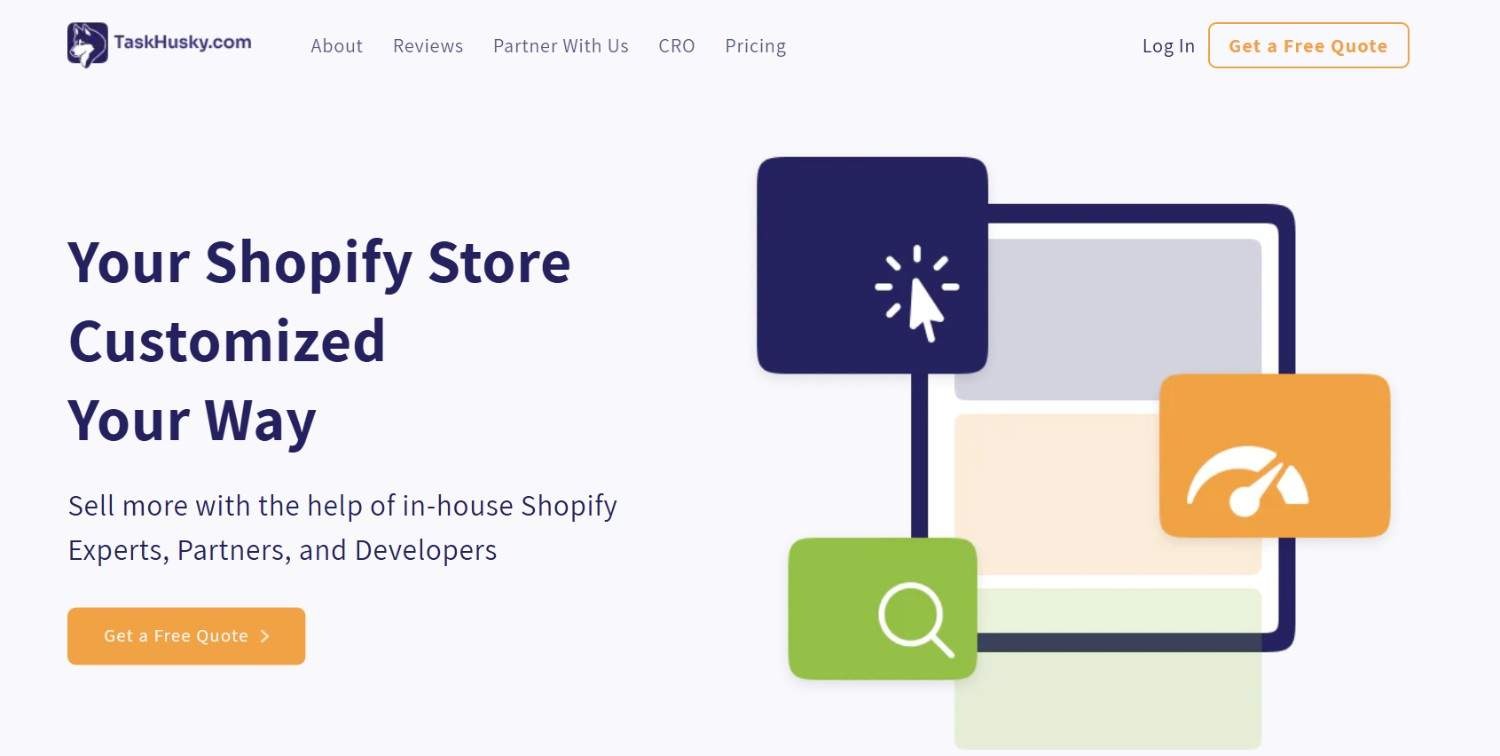 A screenshot of the TaskHusky website homepage.