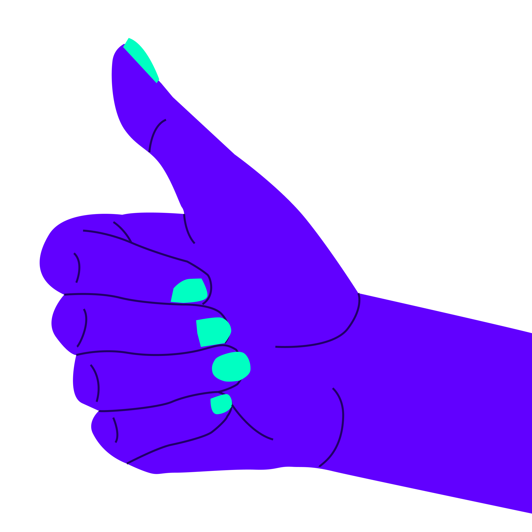 Een hand met opgestoken duim.