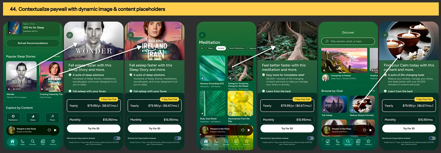 Paywall personalization example from Calm app
