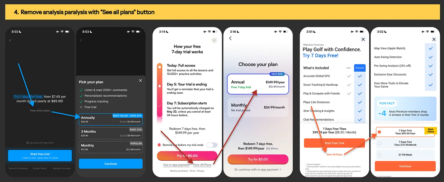 Paywall examples from Headway, BoldVoice & 18Birdies