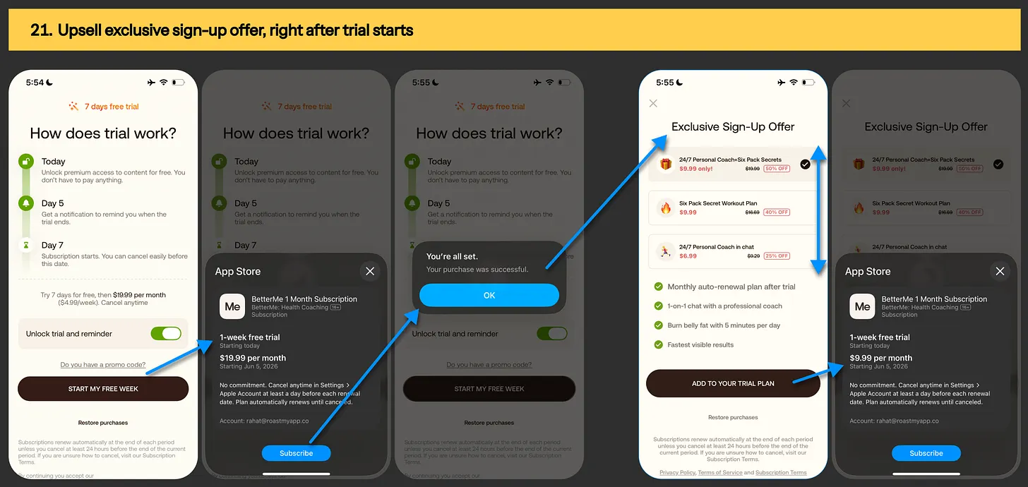 Paywall upsell offer example from BetterMe app