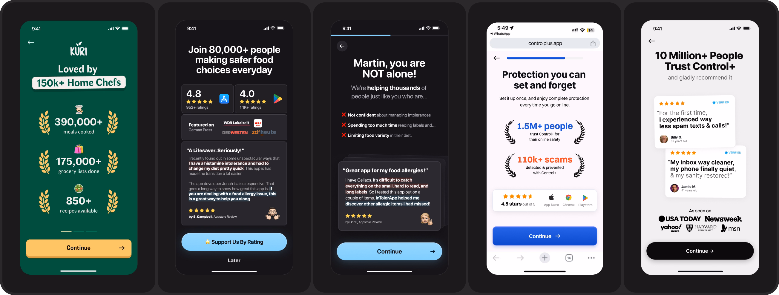 app onboarding screens design to show social proofs
