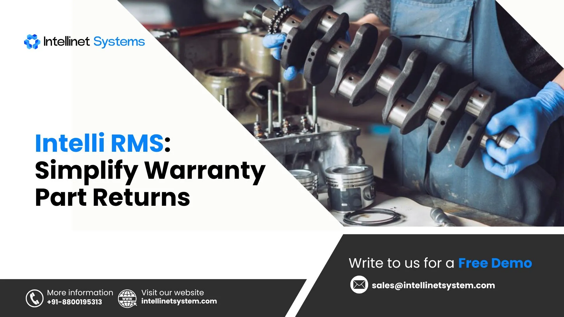 A visual representation of the Intelli RMS platform streamlining the warranty part return process, featuring a user interface dashboard