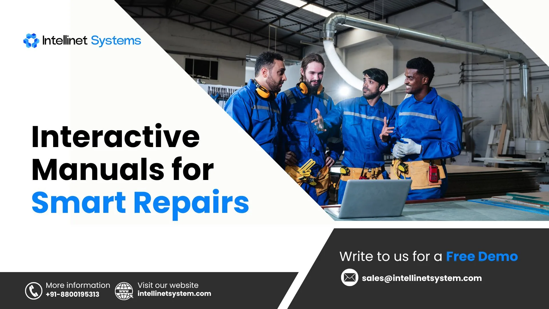 Close-up of technicians following step-by-step instructions from a repair manual on a digital device during a repair