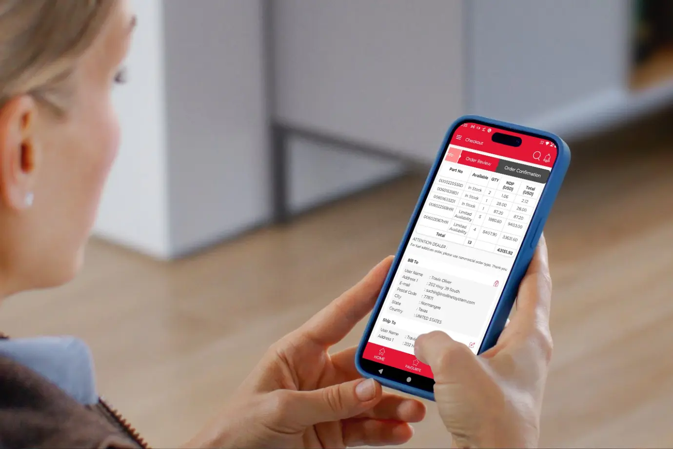 Image showing the Intelli Commerce platform enabling quick search, accurate selection, and seamless ordering of parts