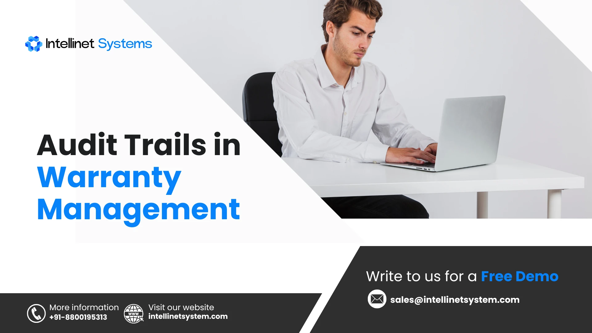Warranty department employee reviewing audit logs on a laptop to verify product warranty claims