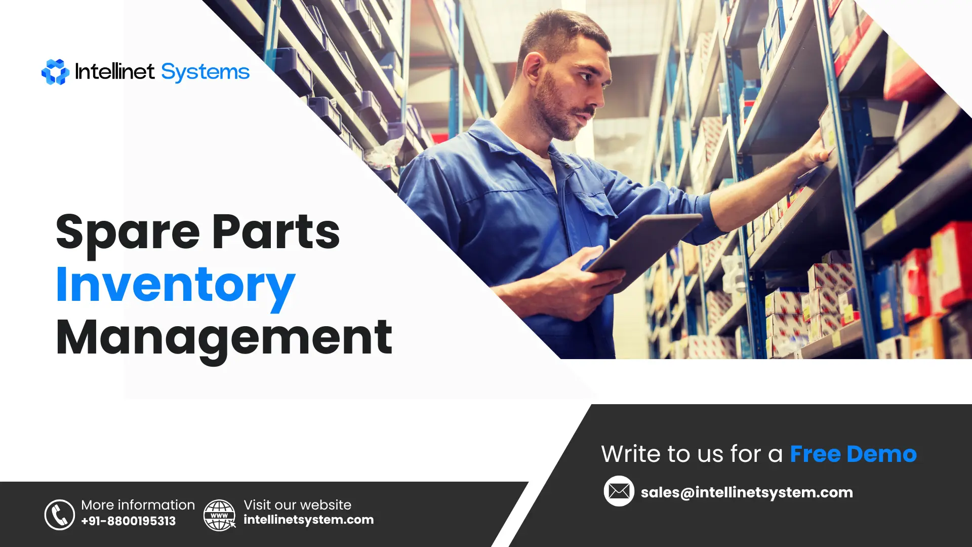 Technician using inventory management software to track spare parts availability and reorder levels
