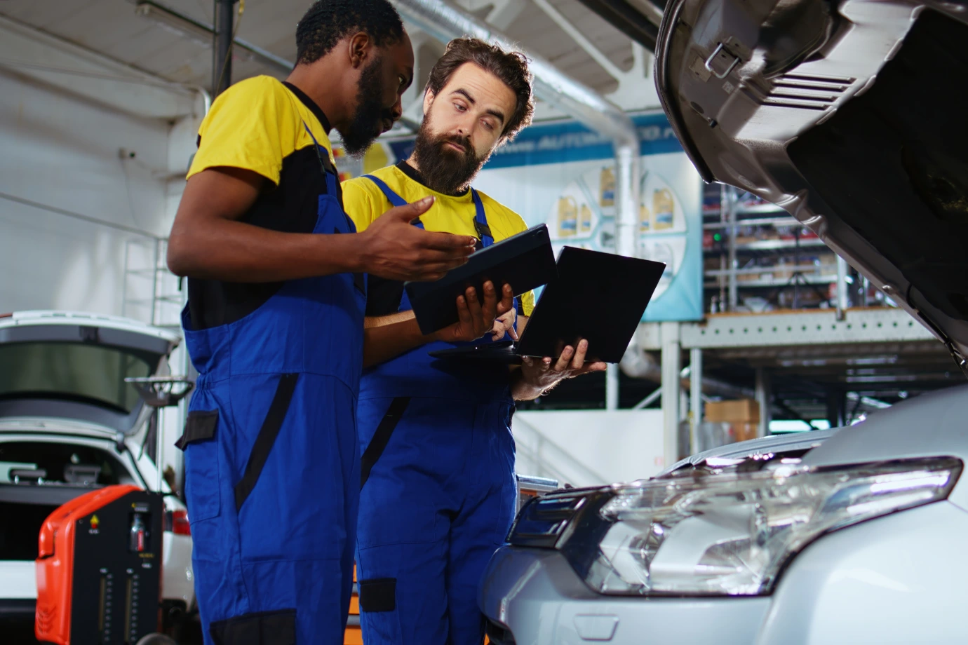 Technicians utilizing the warranty playbook for strategic process alignment