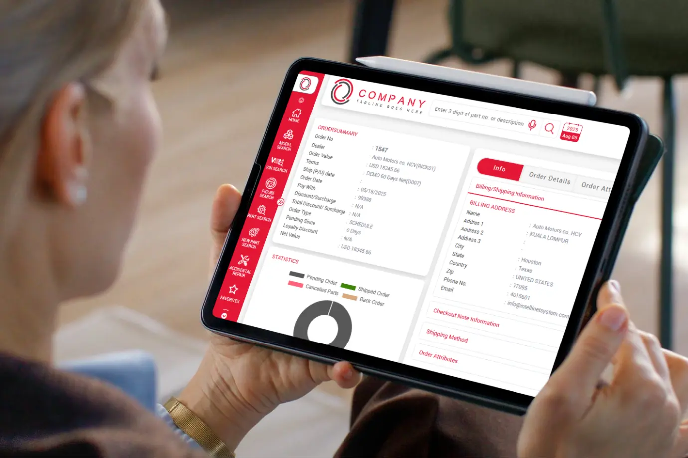 Dealer using Intelli Catalog to manage and track parts orders in real time
