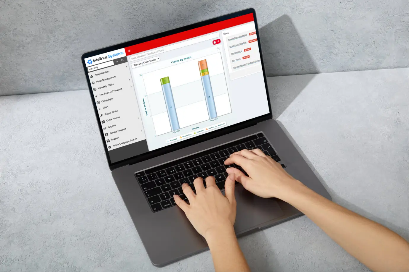 Warranty manager analyzing claims data with Intelli Warranty analytics