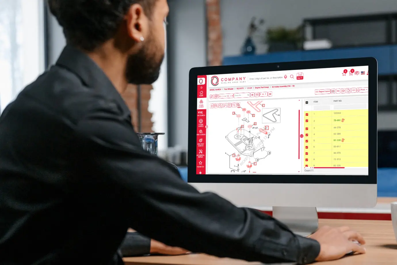 Intelli Catalog software on desktop helping service managers find accurate parts and boost sales
