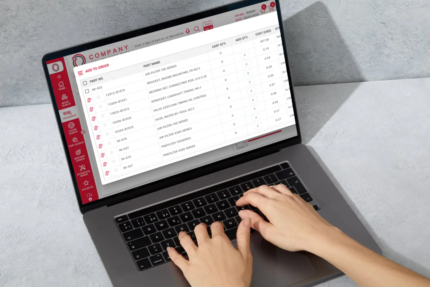 VIN-based parts lookup system for accurate spare parts identification