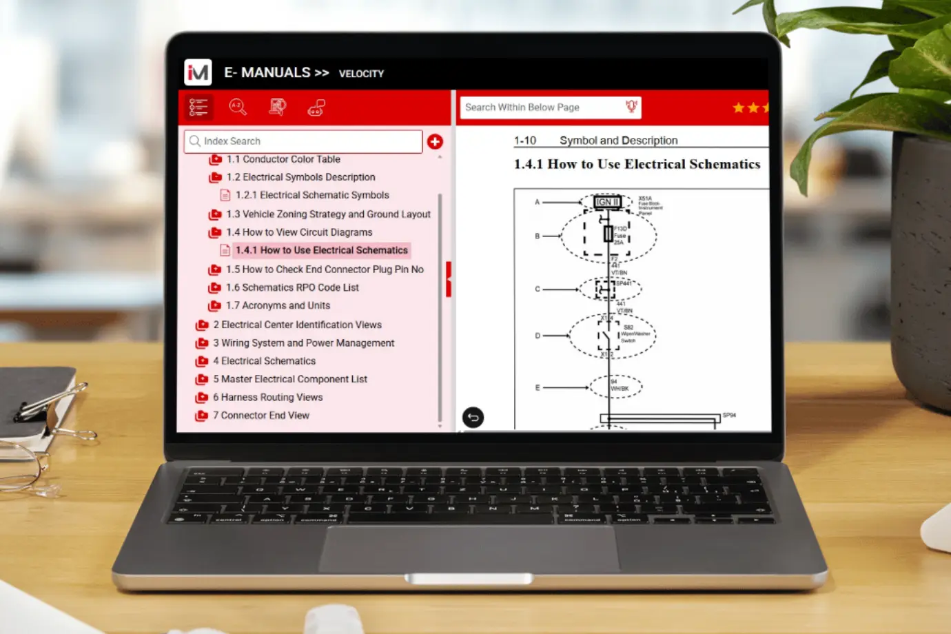 AI search interface in a digital service manual for technicians