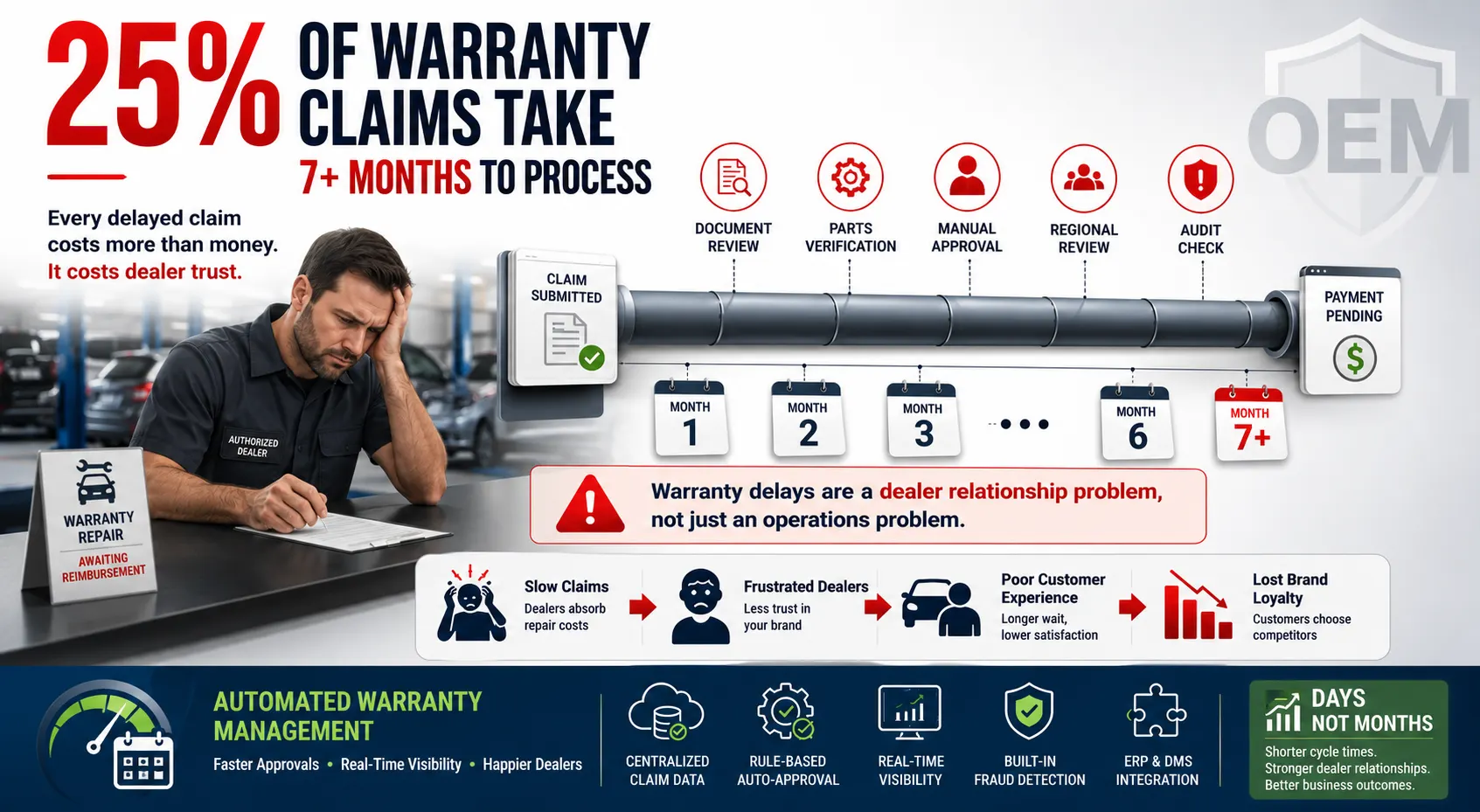 reason and cost of delay in warranty claims