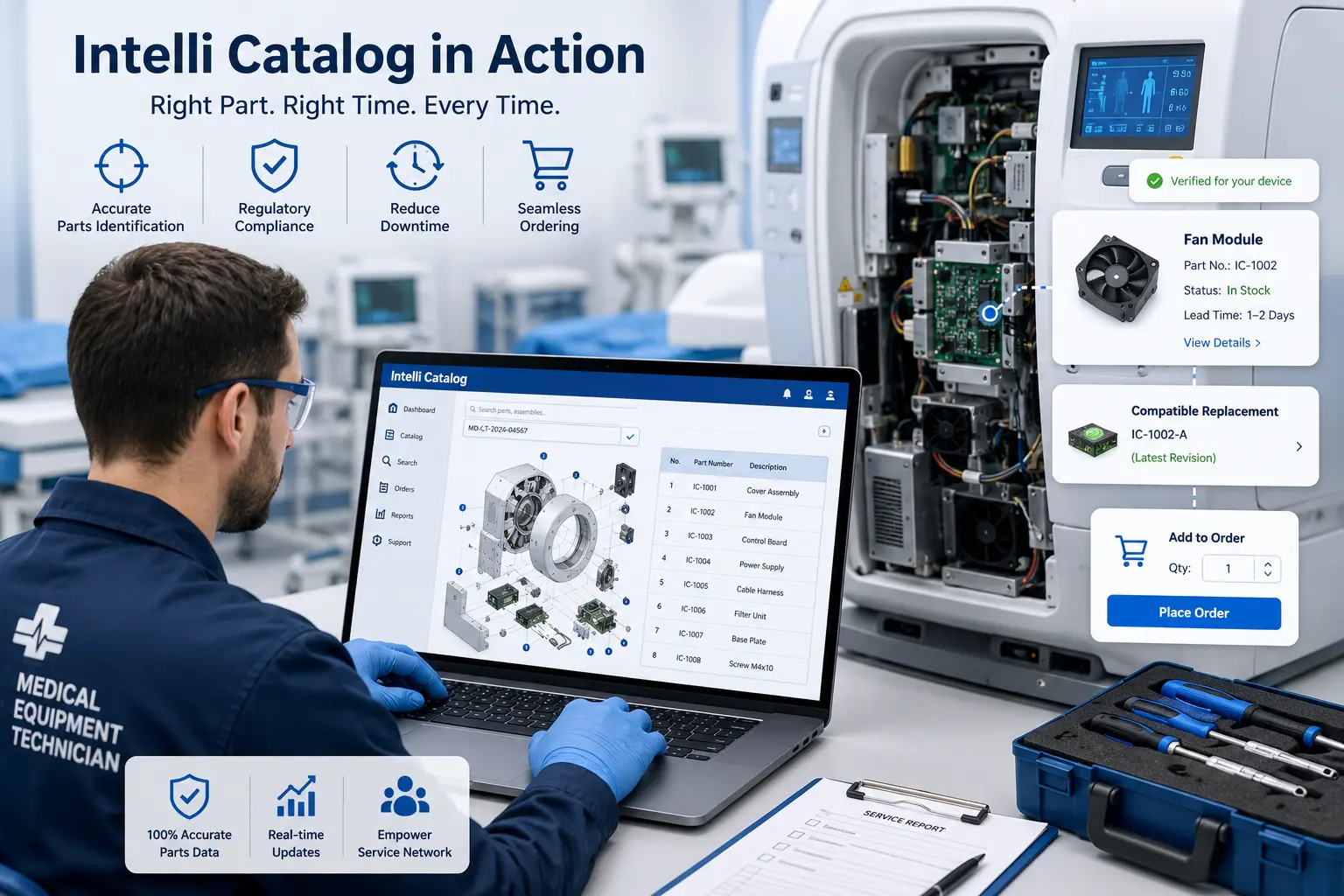 Intelli Catalog platform for medical equipment OEM parts identification and ordering